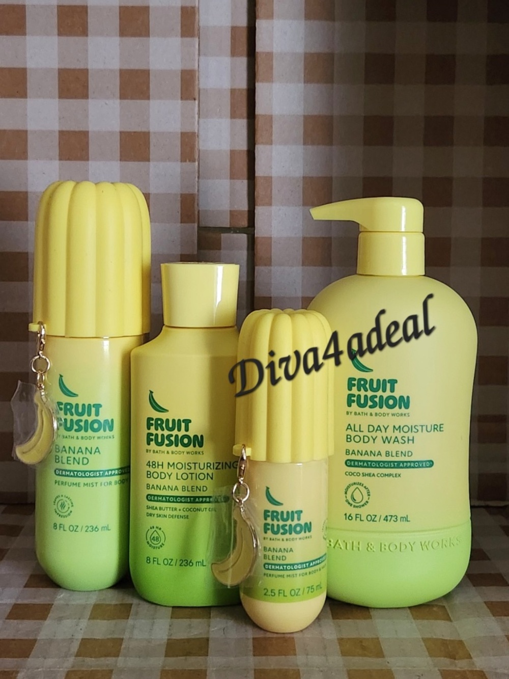 New! Bath & Body Works Fruit Fusion: BANANA BLEND 4PC Collection Bundle